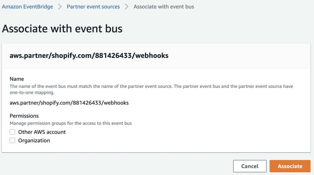 Associate with event bus page